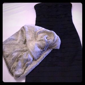 Faux fur shawl / shrug cream, ivory & gray colors